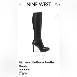 Real leather Nine West Black Leather Over the Knee Boots brand new